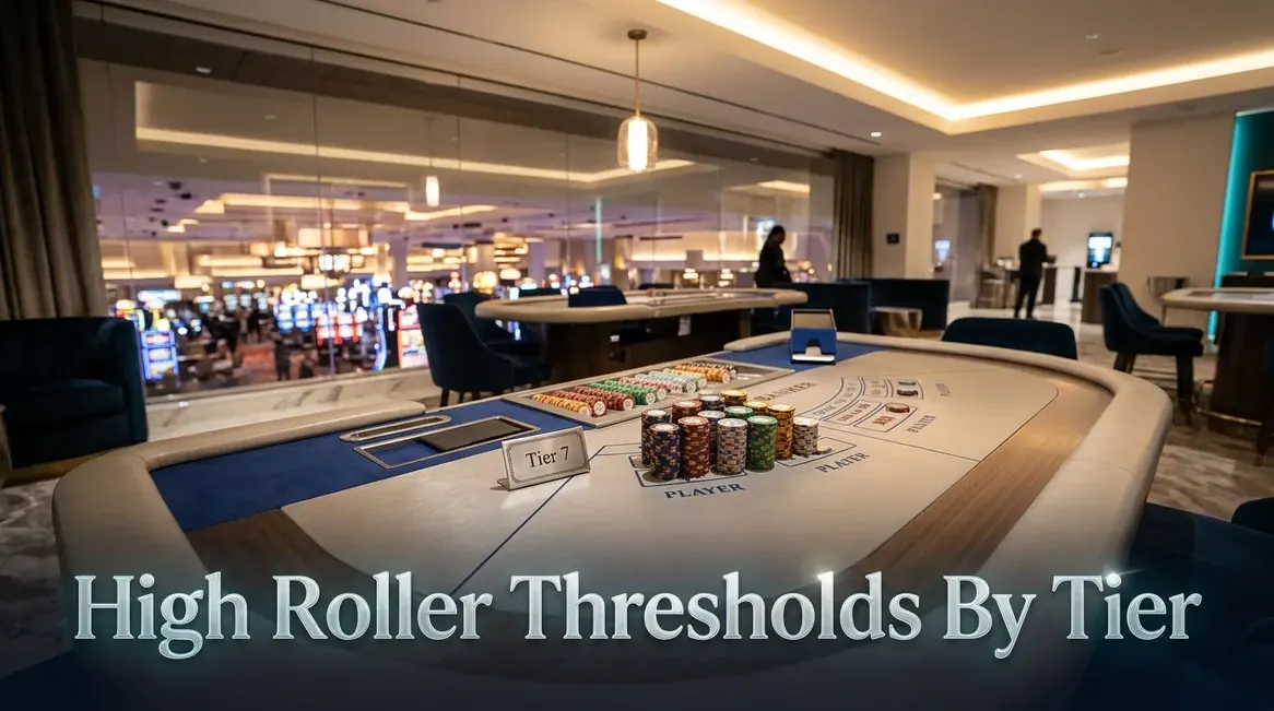 Baccarat chips showing high roller tier thresholds
